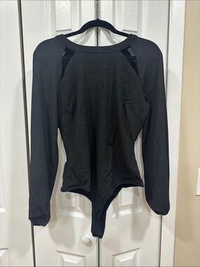 bebe Black Long-Sleeve Cutout Bodysuit
